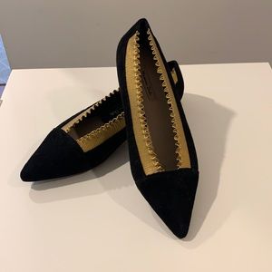 Massimo Dutti Black and Gold Flats